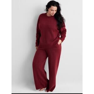State of Day Women's Size Large Maraschino Red Fleece Pajama Set  Lounge